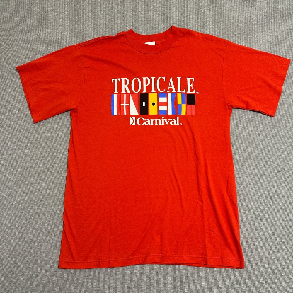 Vintage Carnival Cruise Line Tropicale T-Shirt Red Single Stitch Panama Mens XXL